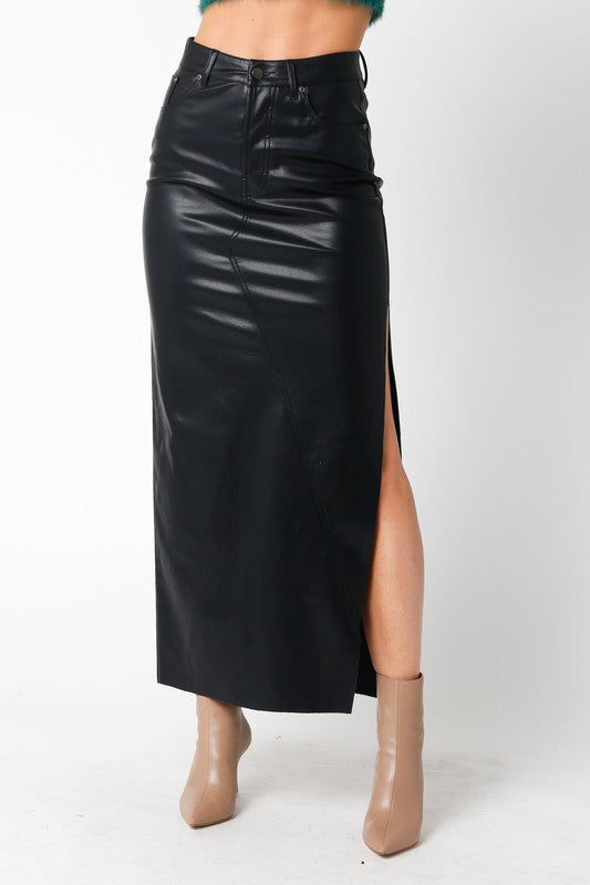 Stassi Faux Leather Skirt