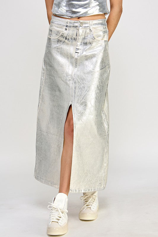 Kaya Metallic Midi Skirt
