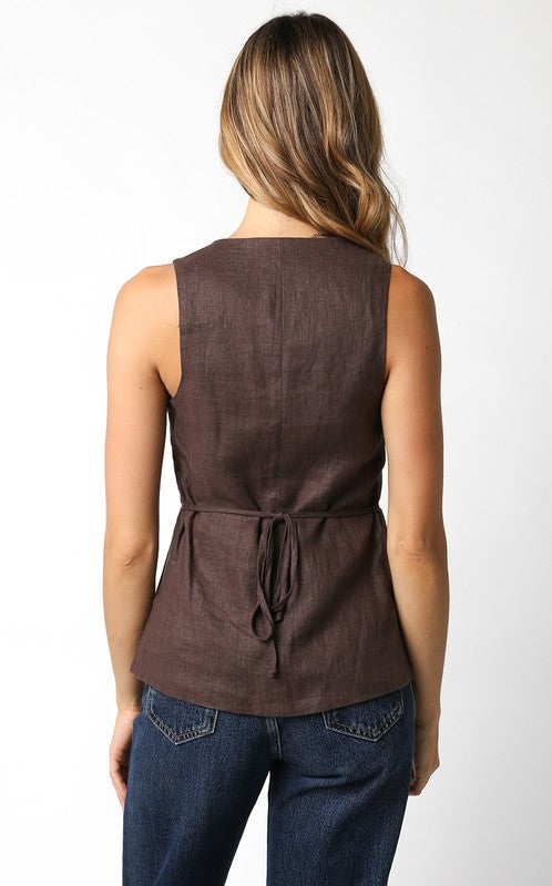Bri Linen Vest Top