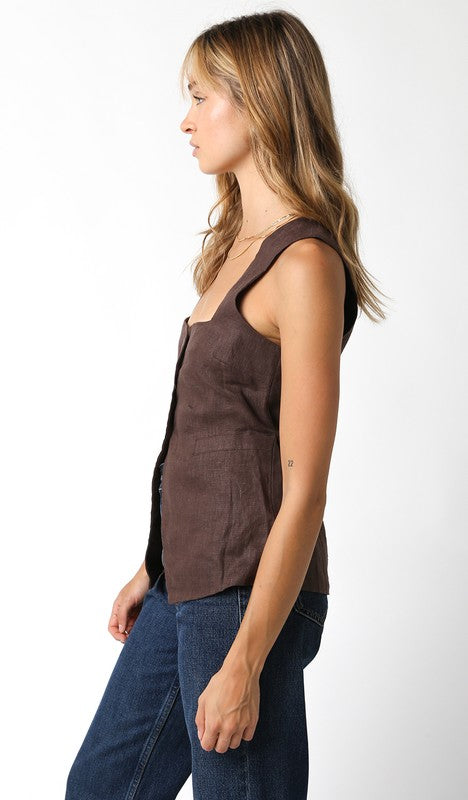 Bri Linen Vest Top