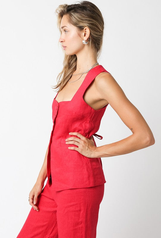 Bri Linen Vest Top