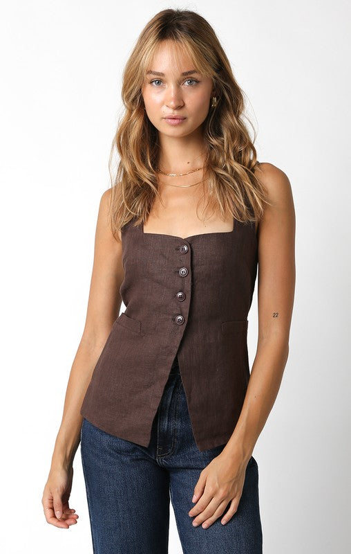 Bri Linen Vest Top