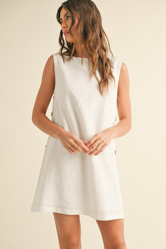 Lucy Linen Button Dress