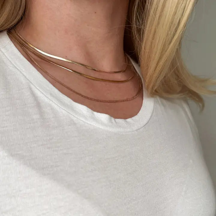 18K Gold Filled Herringbone Necklace