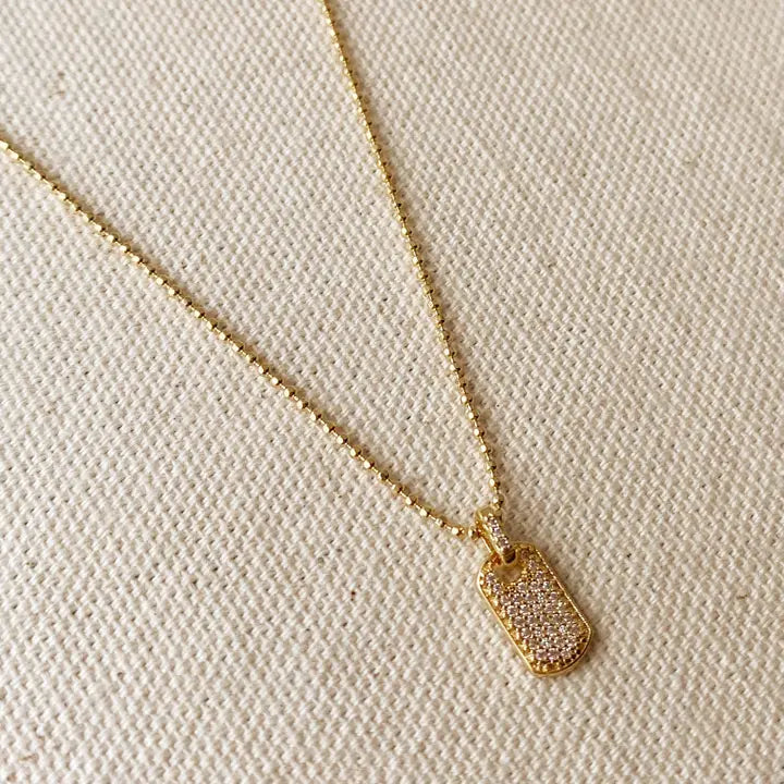 18K Gold Filled Mini Dog Tag Necklace