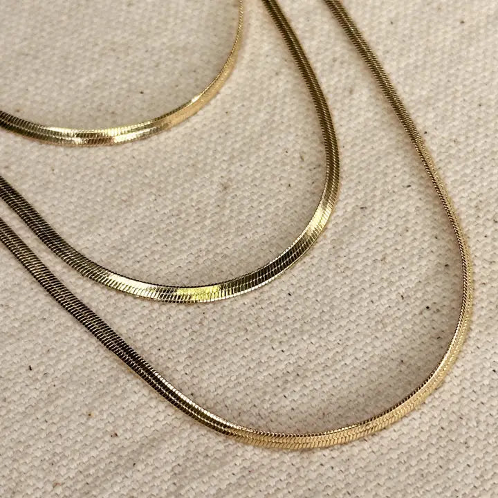 18K Gold Filled Herringbone Necklace