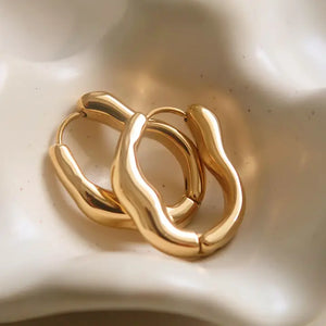 Daria 18K Gold FIlled Wavy Hoop Earrings