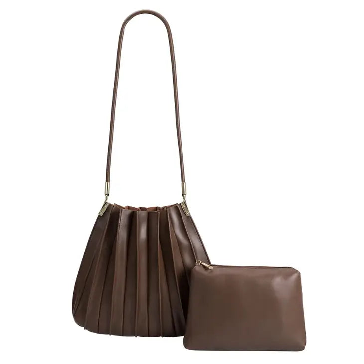 Carrie Vegan Leather Pleated Bag
