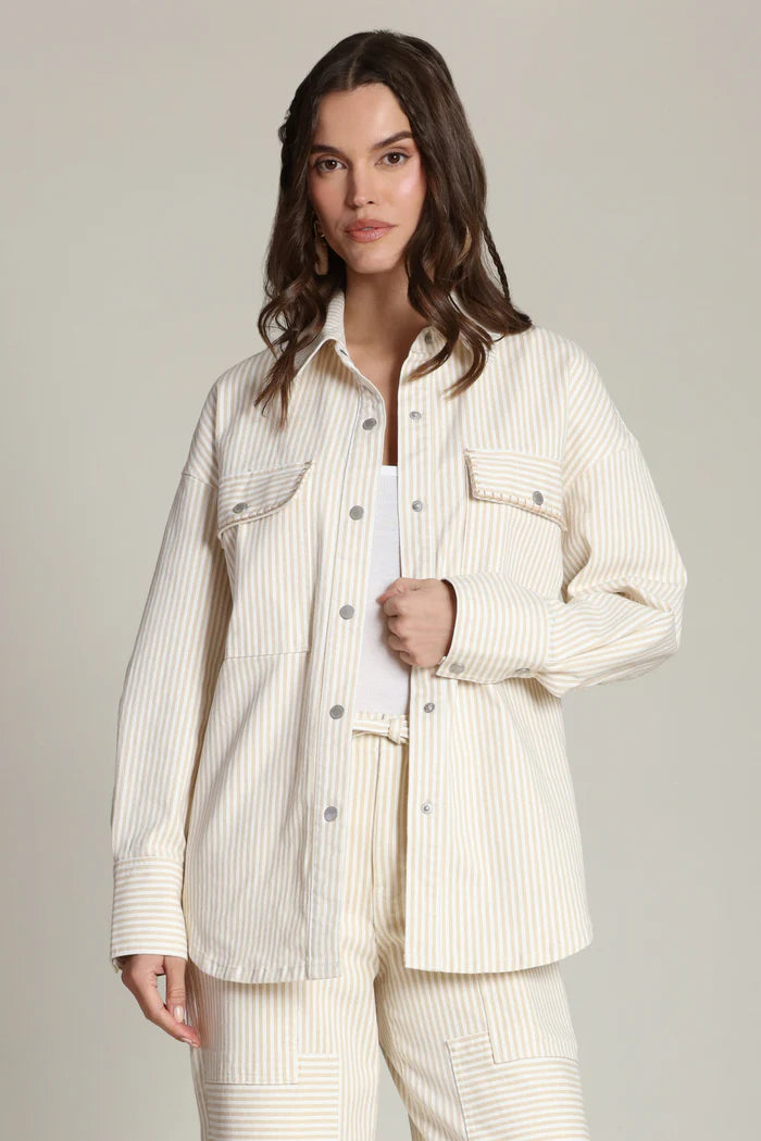 Avec Les Filles Striped Shirt Jacket