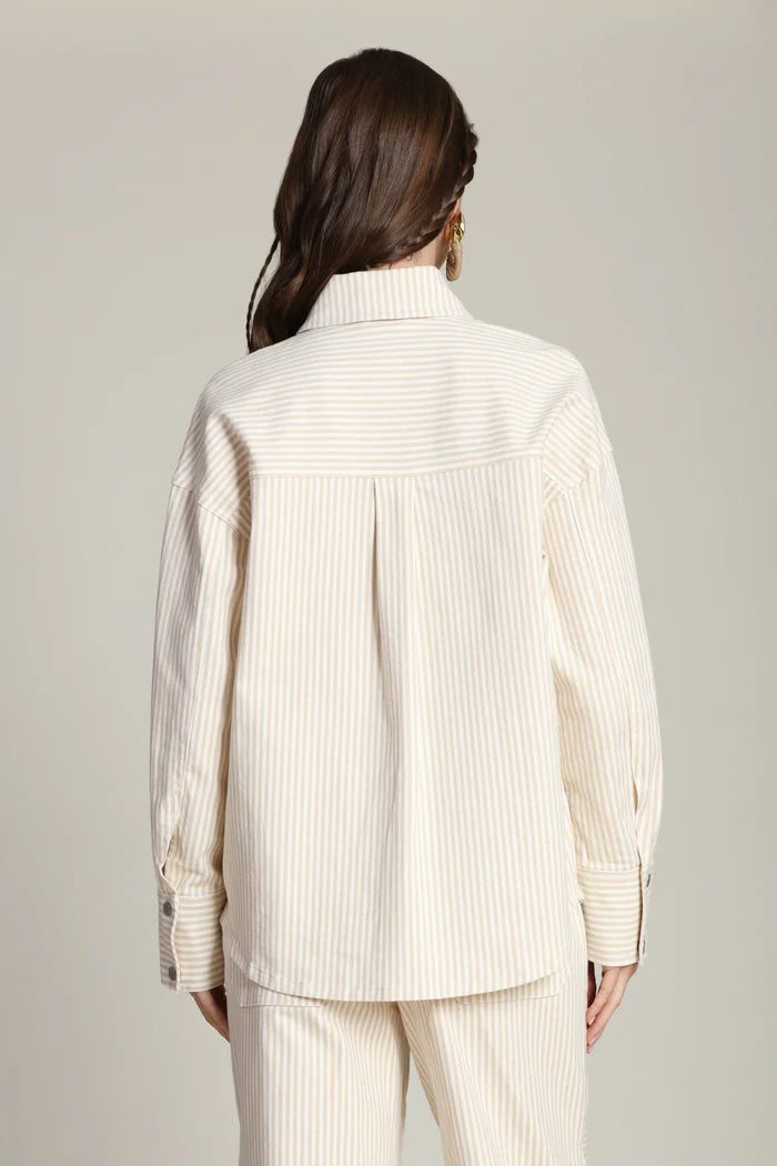 Avec Les Filles Striped Shirt Jacket