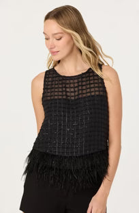 Etheos Feather Trim Top by ASTR