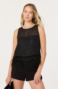 Etheos Feather Trim Top by ASTR