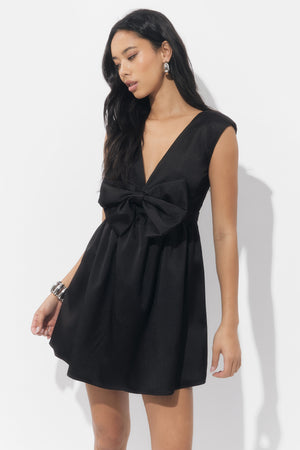 Elaine Bow Taffeta Mini Dress