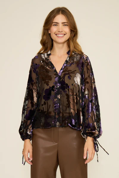 Jacaranda Burnout Blouse