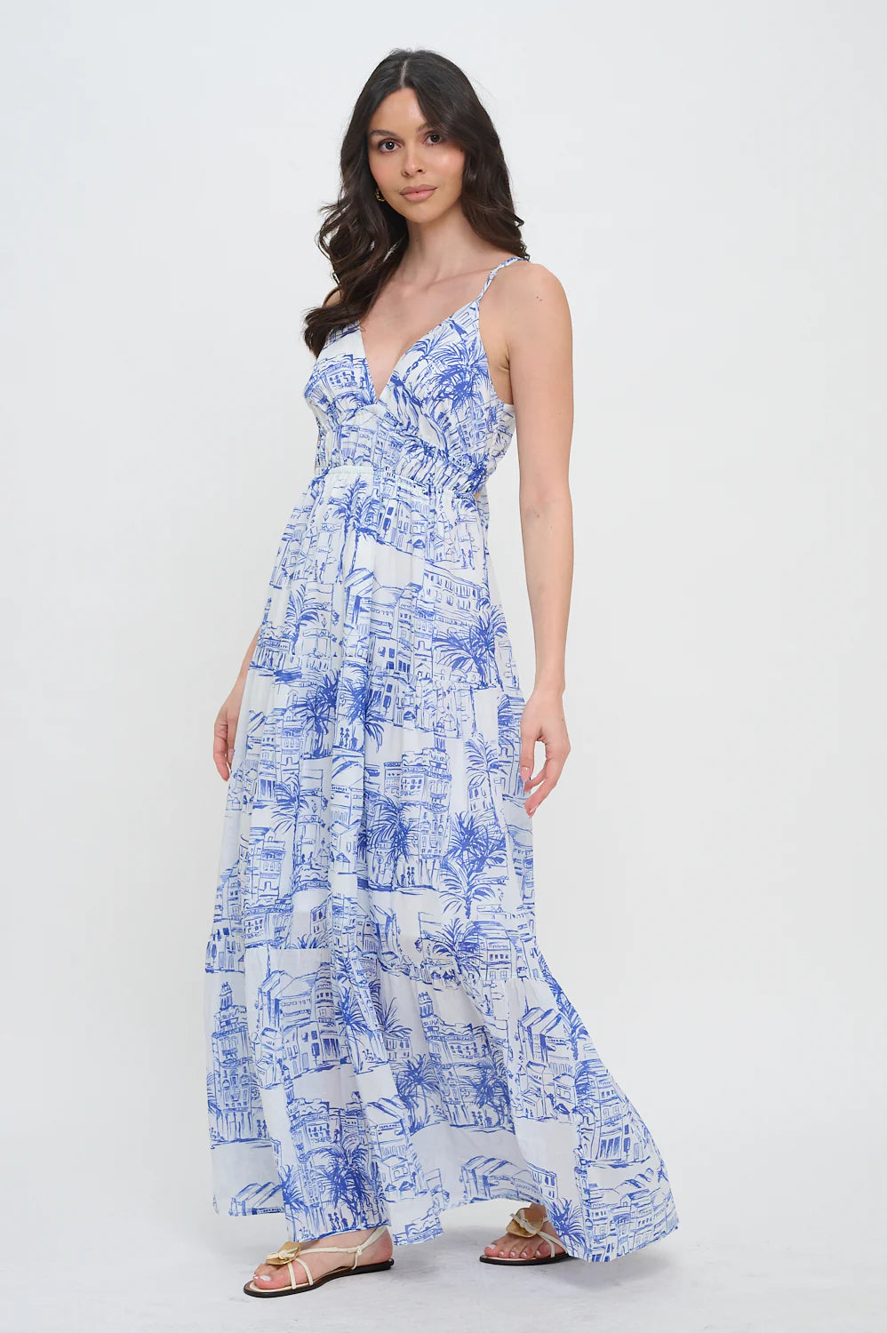 Santorini Coastal Maxi Dress