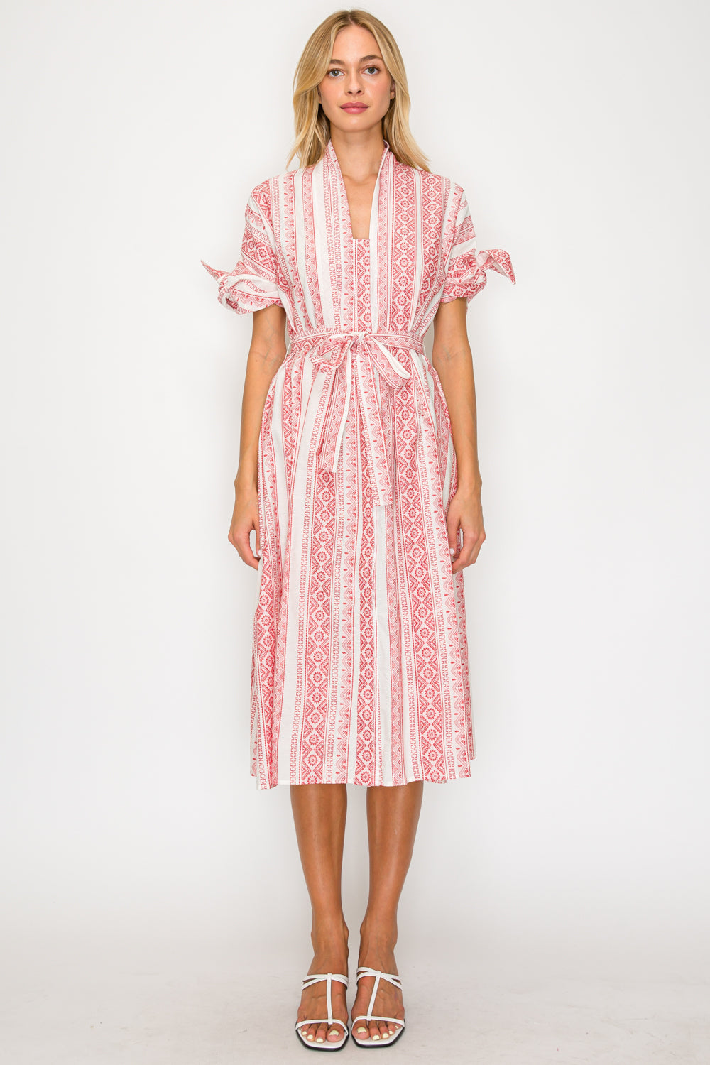 Crimson Weave Shirt Dress