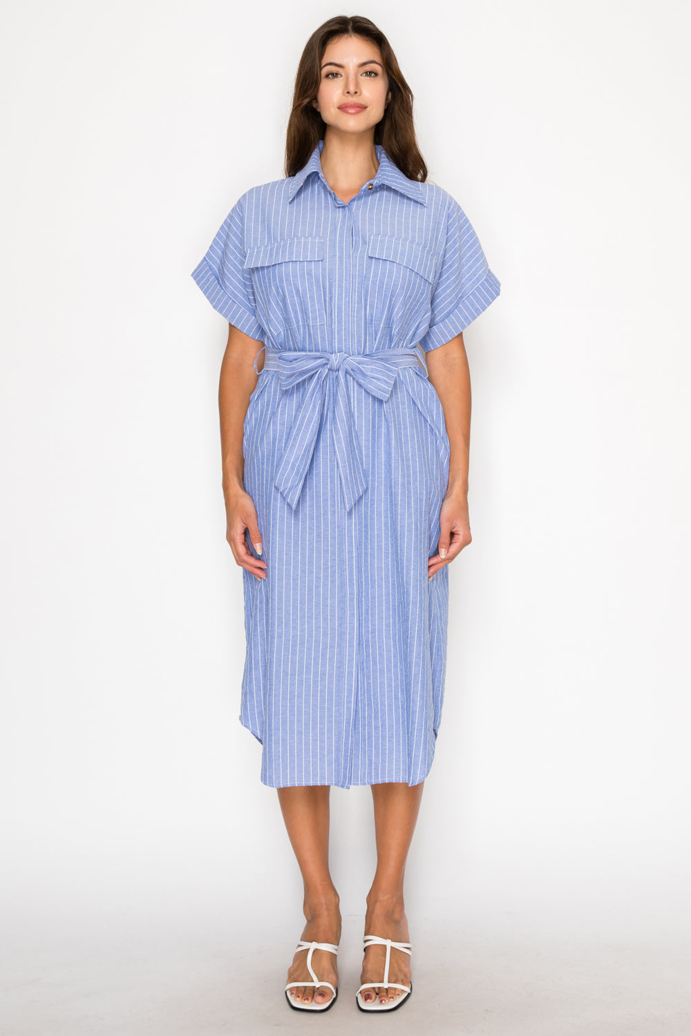 Nautical Stripe Shirt Dress