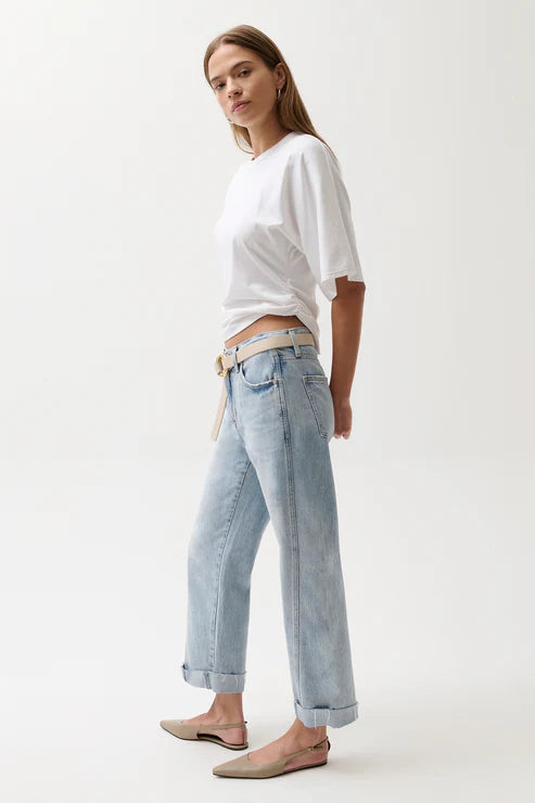Kacey Mid Rise Cuffed Boyfriend Jeans