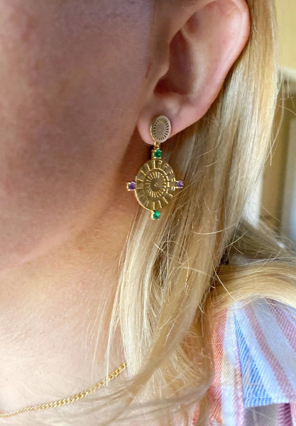 Samira 18K Gold Filled Emerald Earrings