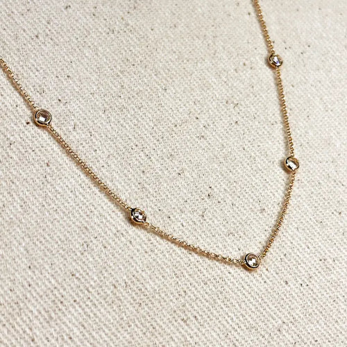 18K Gold Filled Bezel Necklace