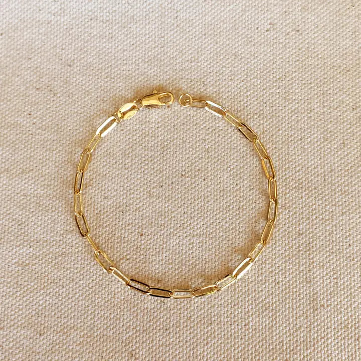 18K Gold Filled Paperclip Bracelet