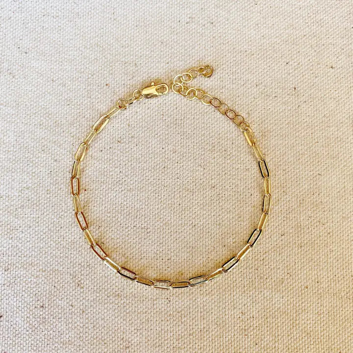 18K Gold Filled Paperclip Bracelet