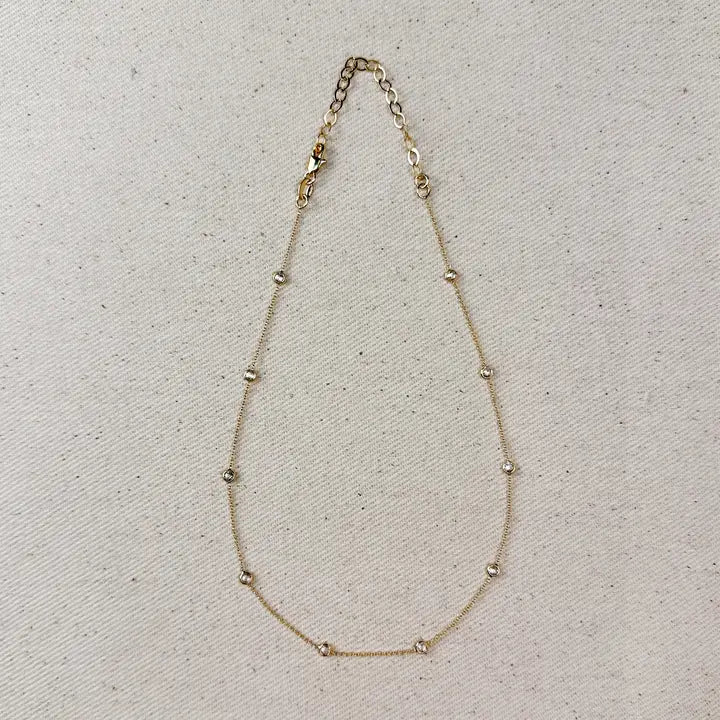 18K Gold Filled Bezel Necklace