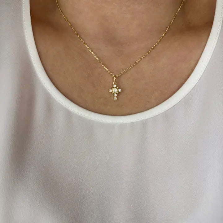 Betty 18K Gold Filled Cross Necklace