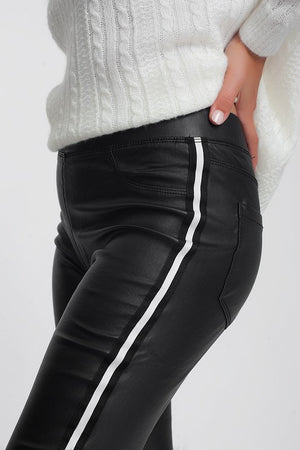 Kylie Racer Stripe Leather Leggings