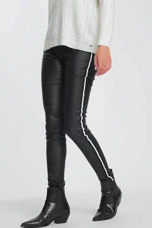 Open image in slideshow, Kylie Racer Stripe Leather Leggings
