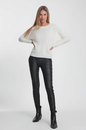 Kylie Racer Stripe Leather Leggings