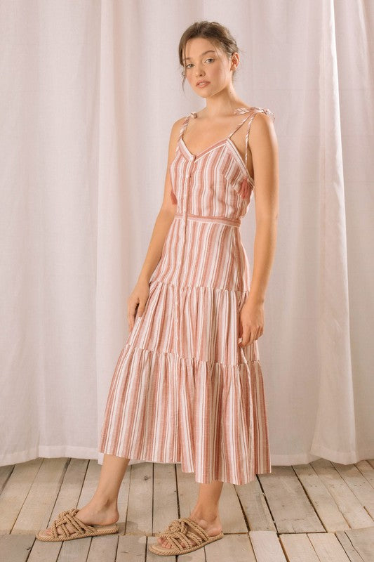 Leyana Stripe Midi Dress
