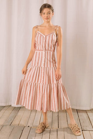 Open image in slideshow, Leyana Stripe Midi Dress
