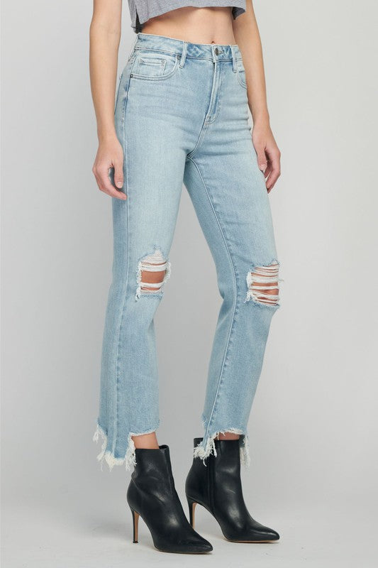 Layla DIstressed Crop Flare Jeans