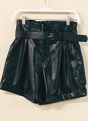 Open image in slideshow, Lizzy Paperbag Vegan Leather Shorts
