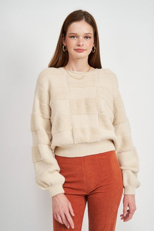 Valerie Neutral Checker Sweater