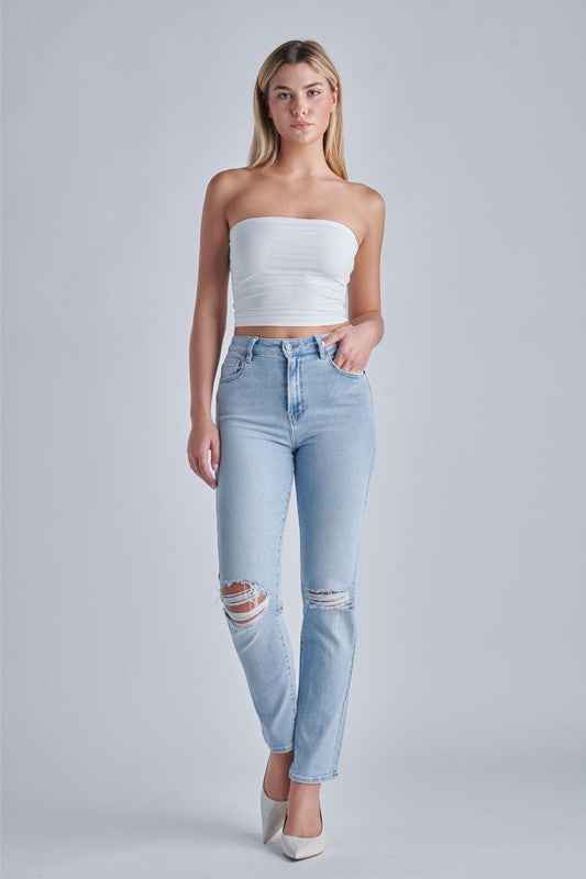 Victoria Distressed Straight Jeans