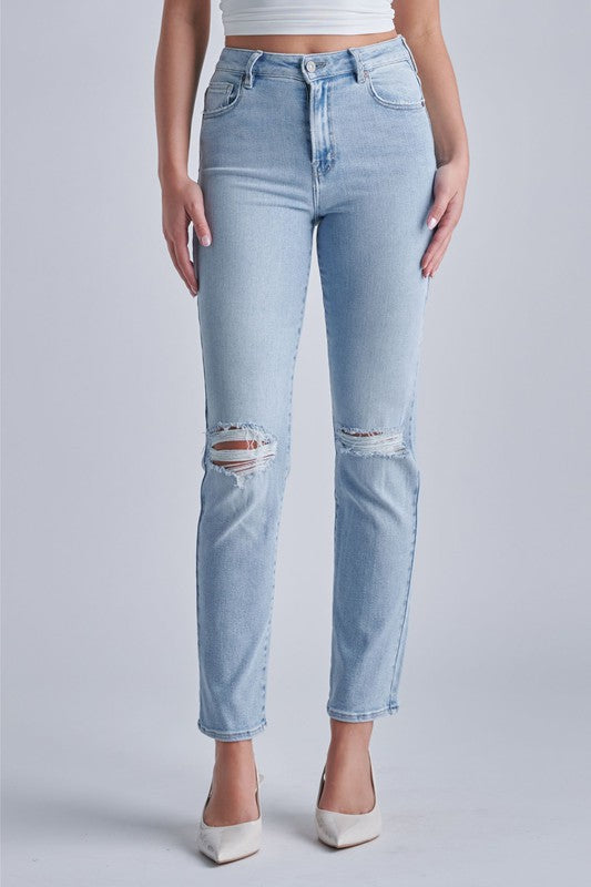 Victoria Distressed Straight Jeans