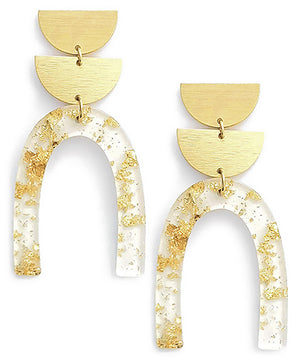 Open image in slideshow, Alessandra Gold Flake Arch Earrings
