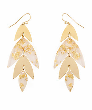 Open image in slideshow, Aria Gold Flake Leaf Earrings
